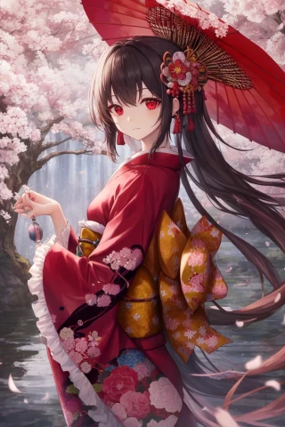 长发, 女人, 杰作, 和服